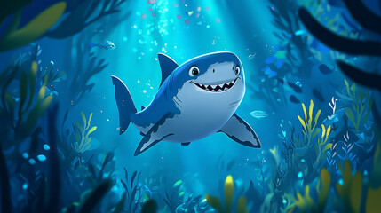 Fototapeta premium Vector shark character.