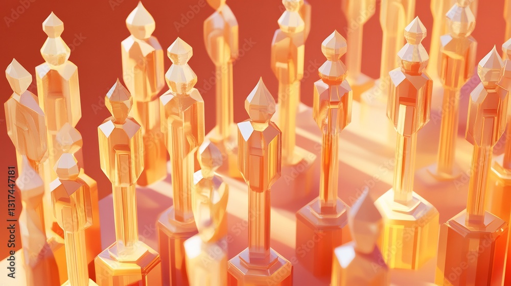 Poster highdetail depiction of leadership governance featuring symbolic structures representing guidance un