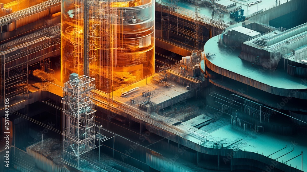 Poster Highdetail depiction of operational risk featuring layered textures symbolic forms process security and reliability