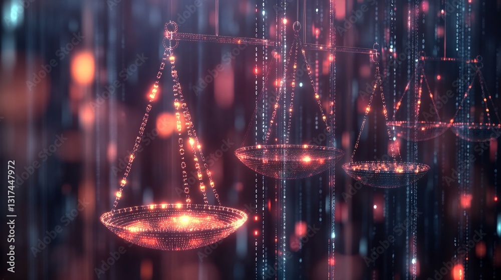 Poster Highdetail rendering of compensation frameworks abstract scales symbolic patterns representing fairness and equity