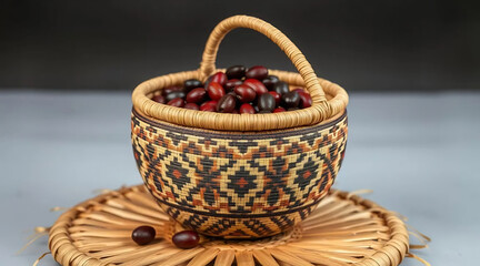 Obraz premium Rwandan Agaseke Basket Mockup for Ethical Trade