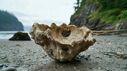 Obraz premium Coastal rock formation, cloudy day