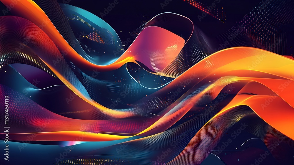 Aufkleber highdetail representation of advertising principles emphasizing symbolic layers flowing shapes brand
