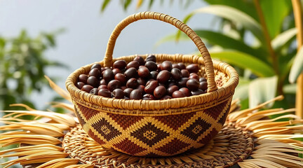 Obraz premium Rwandan Agaseke Basket Mockup for Ethical Trade