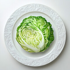 Fototapeta premium Savoy Cabbage Fresh Green Vegetable on white background