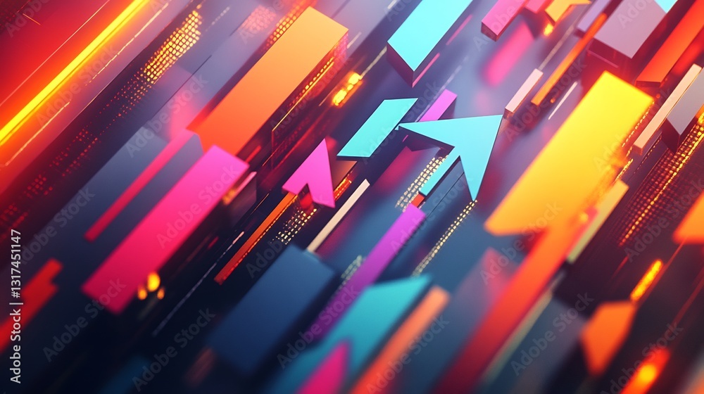 Poster highdetail visualization of distribution strategy symbolic arrows geometric forms for market expansi
