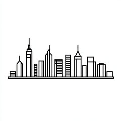 Fototapeta premium Modern City Skyline for Minimalist Line Art.