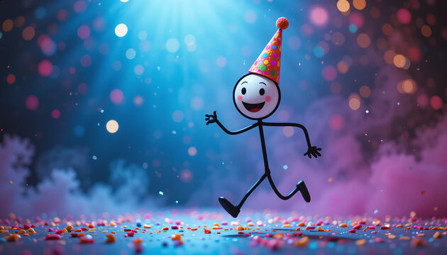stickman in a celebrating atmosphere, party vibes