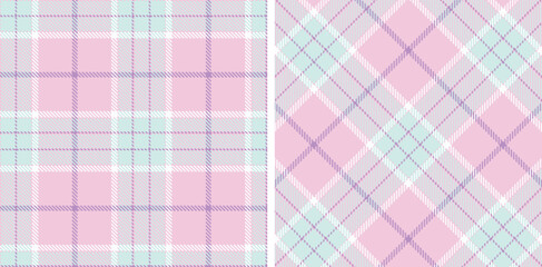Pastel Seamless Tartan in Neon Pale Mauve tones Fabric Design