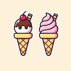 Ice Cream Vector Illustration | Tasty Frozen Dessert Clipart for Microstock