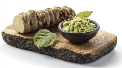 Close-up of wasabi root prep wasabi root white background