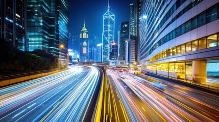 Fototapeta premium Night City Traffic Light Trails