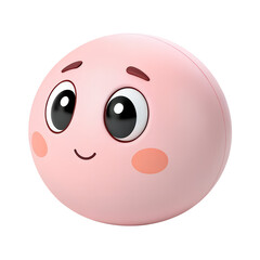 Fototapeta premium 3D icon, A pastel pink emoticon with a gentle blush on its cheeks, eyes shyly looking off to the side, and a small, uncertain smile