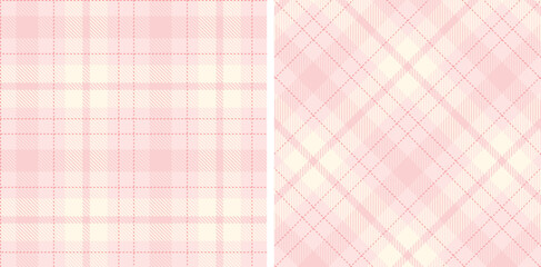 Deep Very Light Pink and Deep Peachy Pink Seamless Tartan Fabric Design