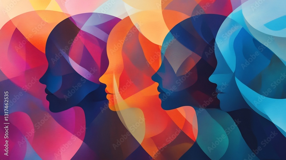 Poster Highresolution depiction of diversity initiatives flowing geometric forms representing inclusivity representation