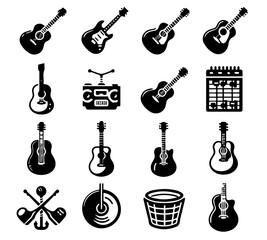 Minimalist Guitar Icons - Clean and Simple Design