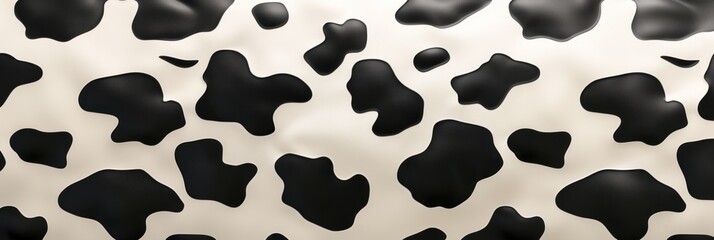 Fototapeta premium Black and White Cow Skin Texture. Cow Skin Texture. Close-Up of Cow Skin. Cowhide Texture. Pattern of Cow Skin. Detailed Cow Skin Texture. Black and White Cowhide. Natural Cow Skin Surface. 