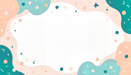 Colorful abstract shapes framing white space, modern design concept