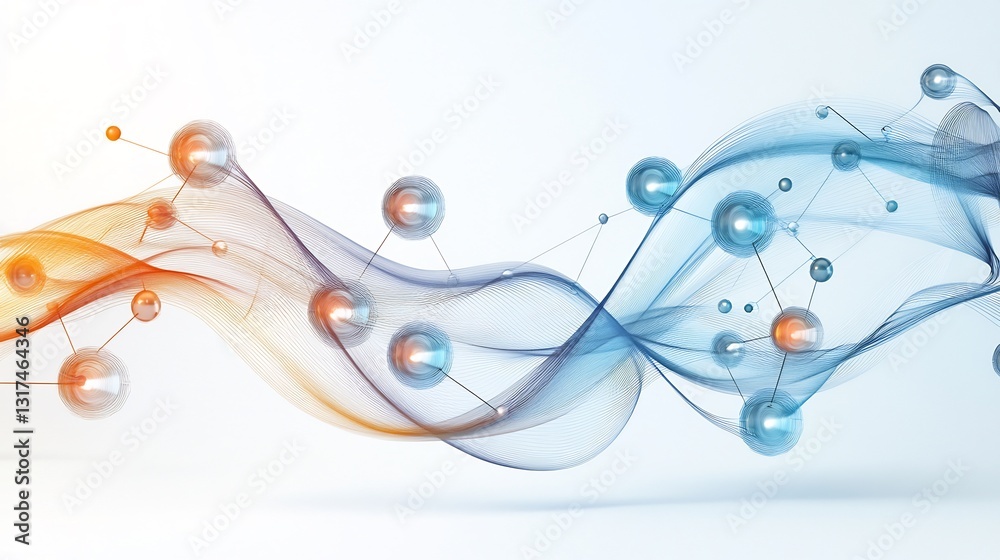 Poster Highresolution depiction of performance management flowing lines symbolic nodes representing goal alignment