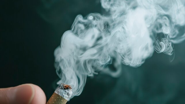 Smoking Cigarette, Close-up, Dark Background