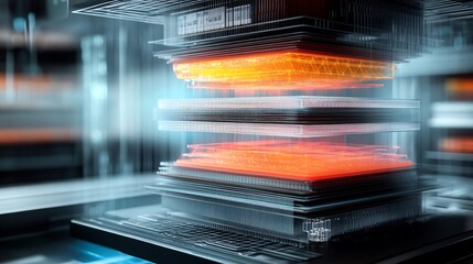 Highresolution rendering of supply chain optimization layered geometric form representing streamlined operations