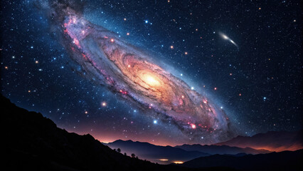 Obraz premium stunning deep space scene featuring distant galaxy and twinkling stars