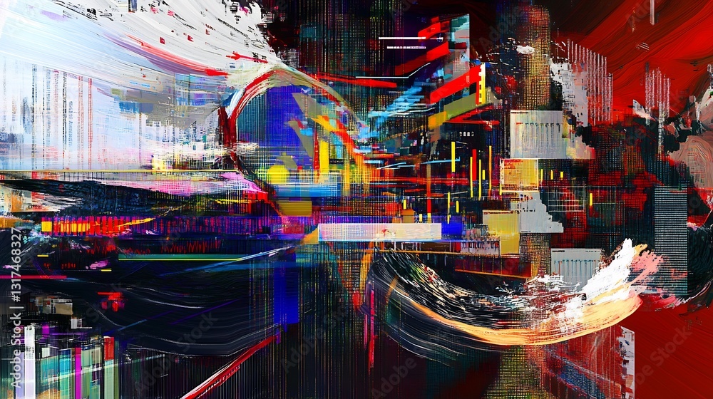 Poster Highresolution rendering of unemployment showcasing symbolic chart abstract layers representing job market trends