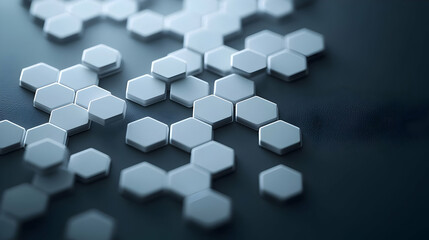 Abstract Background With White Hexagonal Shapes On A Dark Gray Surface With A 3D Rendered Illustration