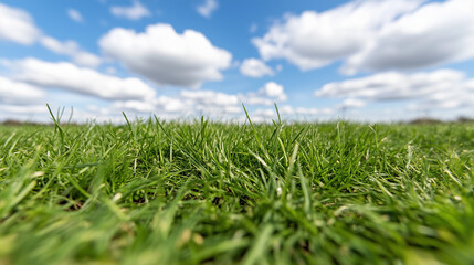 Obraz premium Close-up of Green Grass Under a Blue Sky