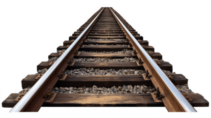 Straight Railway Tracks Leading into the Distance on Sunny Day