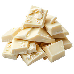 Milk Chocolate isolated on white transparent. Broken beige Chocolate pieces