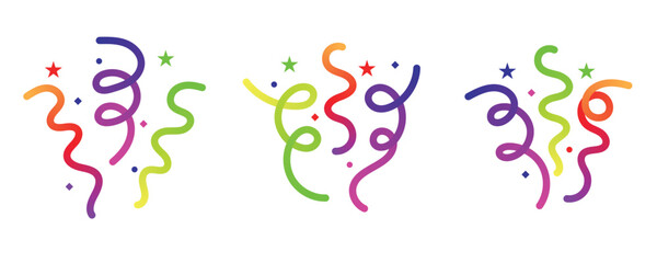 Vector Color Confetti Set. Birthday Party and Carnival Celebration 3D Abstract Element. 