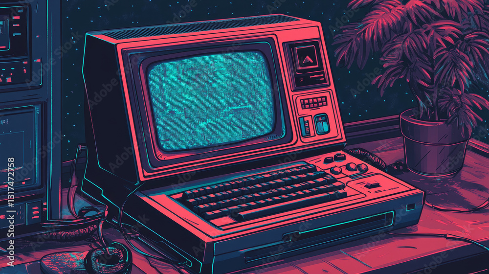 Fototapete pixel retro font computer game design vector illustration