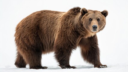 Fototapeta premium brown bear in full view on white studio background