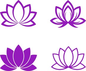 Set of Purple Lotus Flower Logos &ndash; Minimalist and Elegant Design