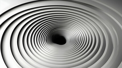 Fototapeta premium Abstract swirling tunnel, infinite depth, grayscale, 3D render, perfect for tech backgrounds