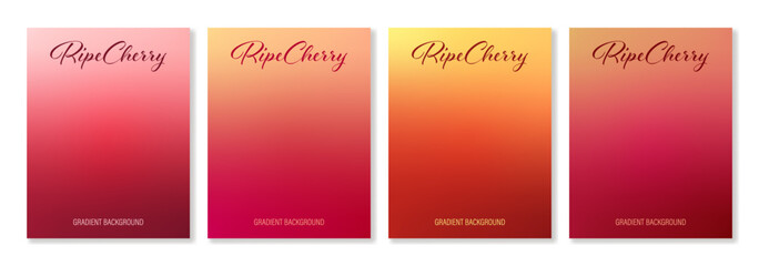 Set of cover templates with gradients in red and pink that resemble ripe cherries. Great for Valentine's or Women's Day, weddings, birthdays, anniversaries and other romantic and bright projects. 