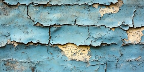 Obraz premium Cracked blue paint on old wall