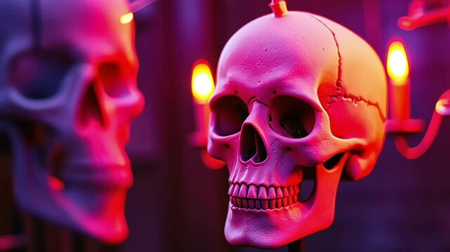 Red Skull with Dramatic Lighting