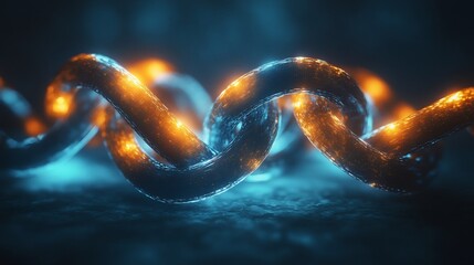 Obraz premium Strategic partnerships shown interlocking luminous structures symbolizing collaboration growth