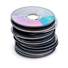 Stack of CDs Retro Tech Image on white background