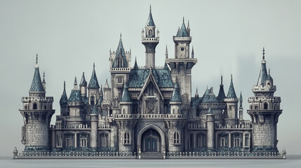 Obraz premium Cartoon castle vector fairytale medieval tower of fantasy palace building in kingdom fairyland illustration towering set of historical fairy-tale towered house isolated on white background