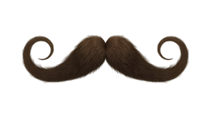 Brown Curled Mustache Isolated