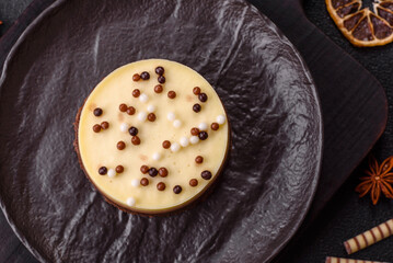 Sweet round tart three chocolates