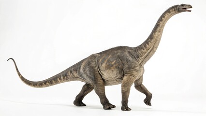 Obraz premium brontosaurus in full view on white studio background
