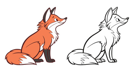 fox and black & white a fox