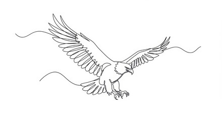 Obraz premium Modern Line Drawing of a Soaring Eagle
