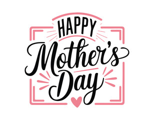 stylish happy mother's day illustration featuring bold typography and soft pink decorative elements. ideal for creating meaningful and heartfelt designs for mother's day celebrations.