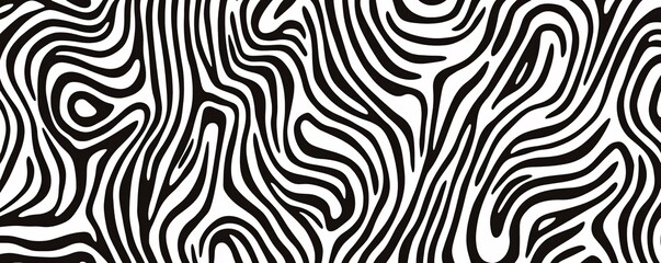 Abstract squiggle fingerprint waves, black-and-white hand-drawn pattern