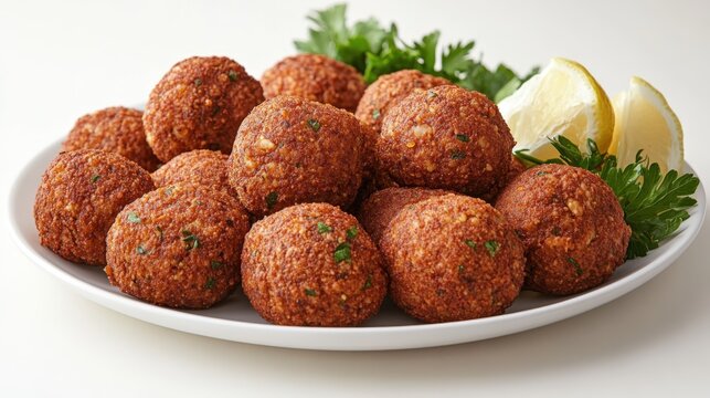 Enjoying freshly made halal kebbeh on a clean white plate